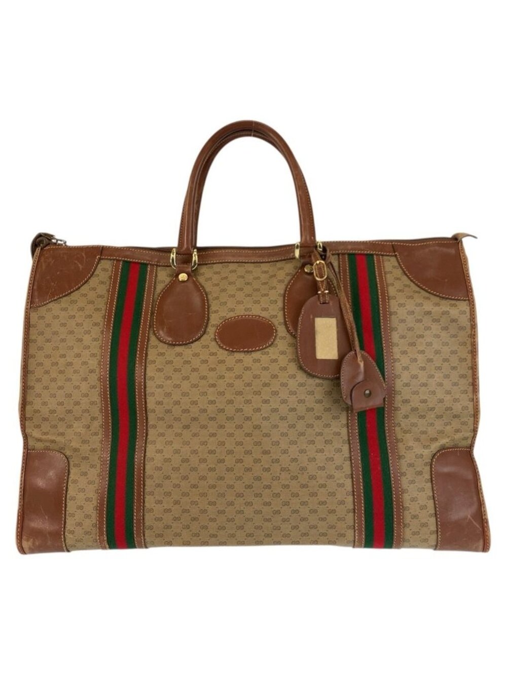 Gucci Vintage Micro GG Sherry Line Brown Boston Bag